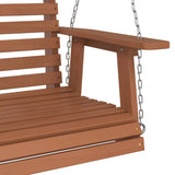 Garden Swing Bench with Metal Chains Brown Solid Wood Fir 4008981