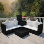 4 Piece Garden Lounge Set with Cushions Poly Rattan Black 42989