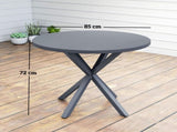 Garden Table, 85cm Round Outdoor Dining Table with Steel Frame, Wood Effect Top, for Balcony, Deck, T3398P377589