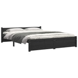 Bed Frame without Mattress Black Solid Wood 135x190 cm Double Double 815023