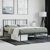 Metal Bed Frame without Mattress with Headboard Black 160x200cm 352483