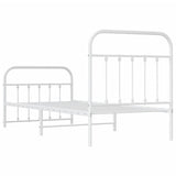 Metal Bed Frame without Mattress with Footboard White 90x190cm 352637