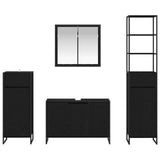 Bathroom Furniture Set with Drawer Black Oak Engineered Wood 3403046