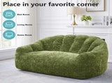 2 Seater Plush Bean Bag Sofa, Green Shiny Silver Speck Oversized Lazy Couch, High Density Sponge T5592P539593