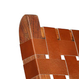 Folding Chair Crossed-Stripe Brown Real Leather 246365