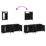 3 Piece Bathroom Furniture Set Black Engineered Wood 3214790