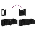ZNTS 3 Piece Bathroom Furniture Set Black Engineered Wood 3214790