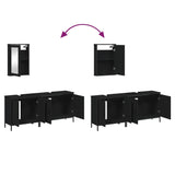 ZNTS 3 Piece Bathroom Furniture Set Black Engineered Wood 3214790