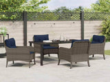 Garden Dining Set with Cushion 5 pcs Grey Poly Rattan 3380192