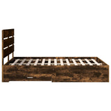 Bed Frame with Drawer Smoked Oak 150 x 200 cm Engineered Wood 3411962