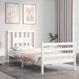 Bed Frame without Mattress White Single Solid Wood 3194537