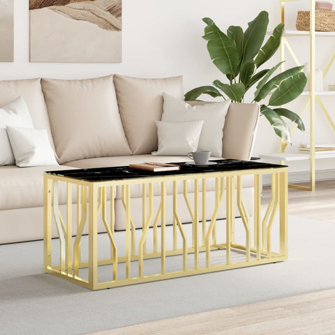 Coffee Table Gold 110x45x45 cm Stainless Steel and Glass 350052
