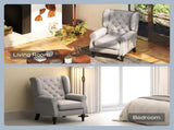 Retro Accent Chair, Wingback Armchair with Wood Frame Button Tufted Design for Living Room Bedroom, T3398P328125