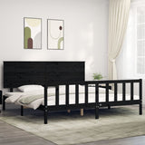 Bed Frame without Mattress Black 200x200 cm Solid Wood Pine 3193425