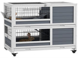 Double Deckers Guinea Pig Cage, Indoor Rabbit Hutch with Feeding Trough, Trays, Ramps, Openable Top T3398P350093
