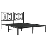 Metal Bed Frame without Mattress with Headboard Black 140x200cm 376129