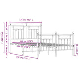 Bed Frame White Powder-Coated Steel Small Double Bed Frame 353601