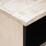 Bed cabinet with Drawer White 40 x 33 x 46 cm Solid Mango Wood 4018374