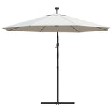 Hanging Garden Parasol with LED Lighting 300 cm Sand Metal Pole 42970
