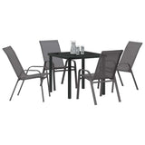 Garden Dining Set 5 pcs Grey and Black Powder-coated Steel 3379122