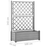 Garden Planter with Trellis 100x43x142 cm PP Stone Grey 317582