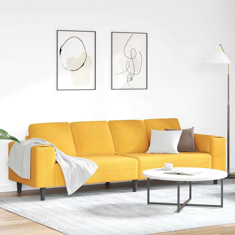 Fabric Sofa with Cushion Light Yellow Corduroy fabric 3335106