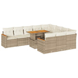 11 Piece Garden Sofa Set with Cushions Beige Poly Rattan Acacia 3327537