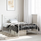 Metal Bed Frame without Mattress with Footboard White 107x203cm 374402