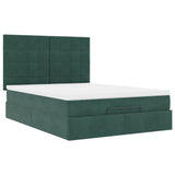 Ottoman Bed with Mattresses Dark Green 140x190cm Velvet 3313472