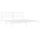 Metal Bed Frame without Mattress with Headboard White 193x203cm 374492