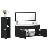 ZNTS 3 Piece Bathroom Furniture Set Black Engineered Wood 3308532