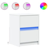 Bedside Cabinet with LED Lights White Engineered Wood 852033