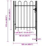 Fence Gate "BOXTEL" Single Door with Arched Top Steel 1x1,2 m Black 146030