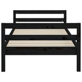 Bed Frame without Mattress Black 75x190 cm Small Single Solid Wood Pine 821643