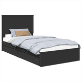 Storage Bed with Headboard Black 100 x 200 cm Engineered Wood 3411237