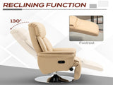 Adjustable Swivel Recliner, Manual Recliner Chair with Footrest, Padded Arms, PU Leather Upholstery, T3398P550251
