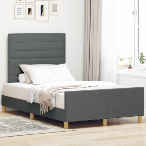 ZNTS Bed Frame Dark Grey 120x200 cm Fabric 3344642