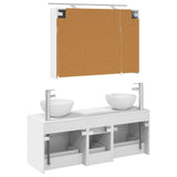 Bathroom Furniture Set 4 pcs White Engineered Wood and Glass 3406735