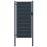 ZNTS Fence Gate PVC and Steel 100x164 cm Anthracite 145235