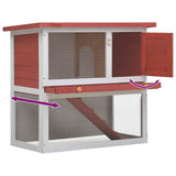 170833 Outdoor Rabbit Hutch 1 Door Red Wood