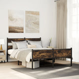 Bed Frame without Mattress Smoked Oak 140x190 cm Engineered Wood 4017236