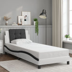 Bed Frame without Mattress "Zadar" White and Black 90x200 cm Faux Leather 3208162