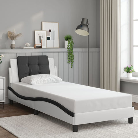 Bed Frame without Mattress "Zadar" White and Black 90x200 cm Faux Leather 3208162