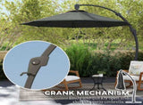 3 Garden Cantilever Parasol, Round Overhanging Umbrella with Crank Handle, Cross Base, Aluminium T3398P327921