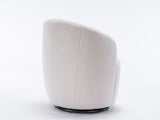 008S Teddy Fabric Swivel Accent Armchair Barrel Chair With Black Powder Coating Metal Ring, Ivory W1397P262484