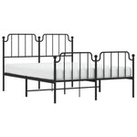 Metal Bed Frame without Mattress with Footboard Black 140x200cm 373906