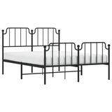 Metal Bed Frame without Mattress with Footboard Black 140x200cm 373906