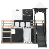 Bunk Bed without Mattress with Slide White and Black 90x200 cm 3284161