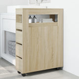 Narrow Bathroom Cabinet with Wheels Sonoma Oak Engineered Wood 855270