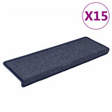 Stair Mats 15 pcs 65x21x4 cm Dark Grey and Blue Rectangular Edge 326195